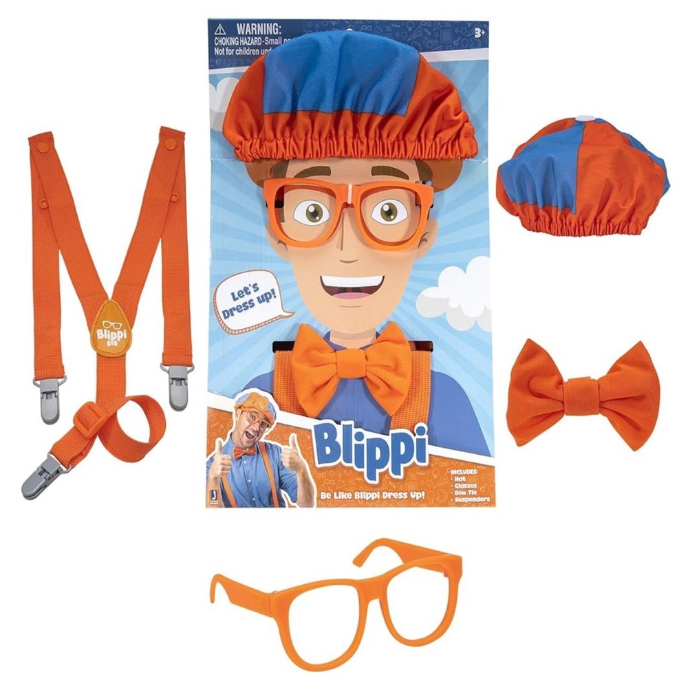 BLIPPI Costume Roleplay Set - Includes Bow Tie, Suspenders, Hats & Glasses